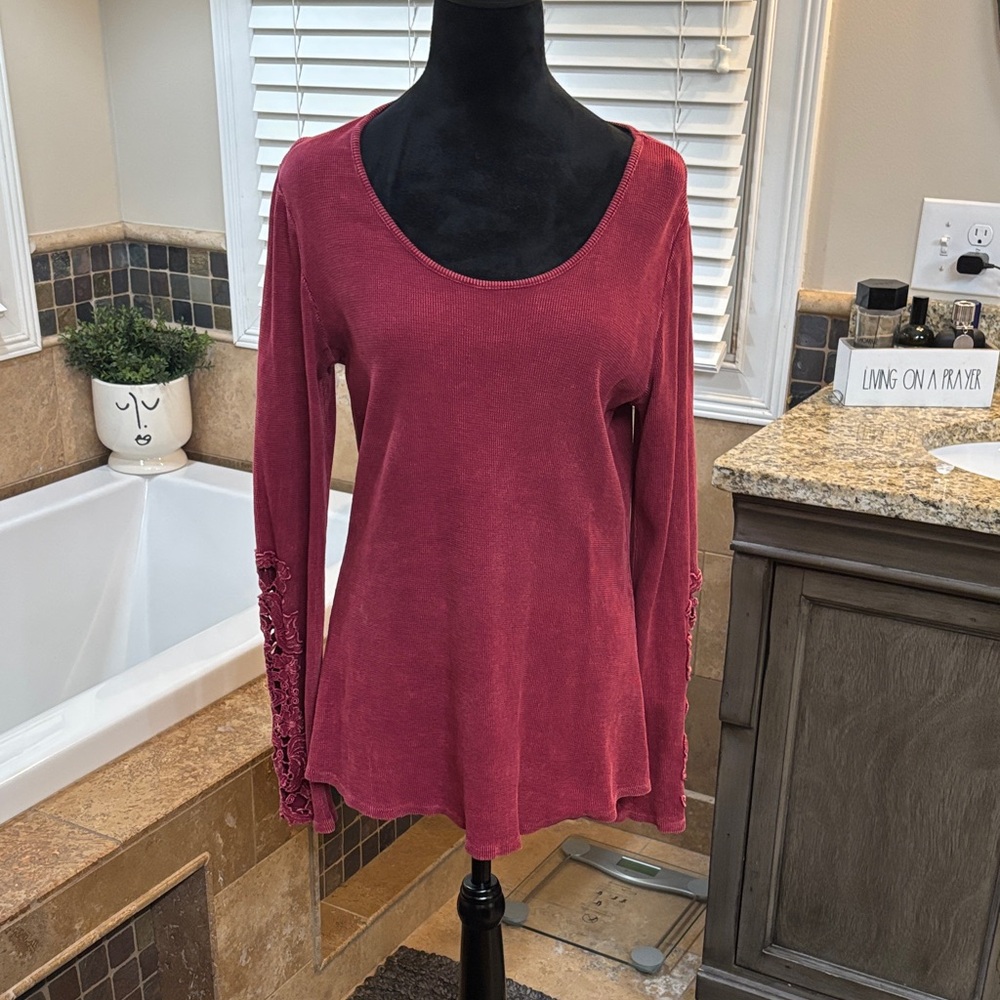 Elegant Burgundy Long Sleeve Top